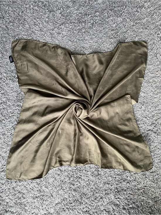 Ipekevi Accessories - Ipekevi Khaki Olive Green 100% Silk Large Square Scarf Minimalist Wrap